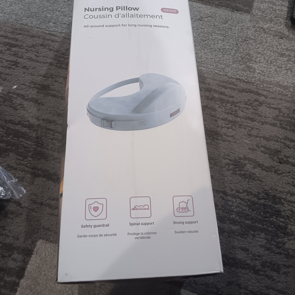 Nursing Pillow with Safety Guardrail - Gray